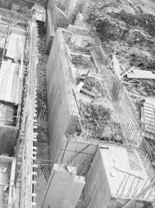 Sewage Works Reconstruction XVII (French’s contract), showing ravines between reinforced block-houses, 1967