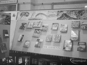 Barking Libraries Children’s Book Week at Valence House, Dagenham, showing ‘The elements’ display stand, 1967