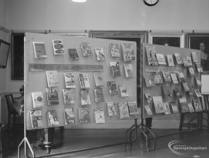 Barking Libraries Children’s Book Week at Valence House, Dagenham, showing ‘Publications of the month’ display stands, 1967