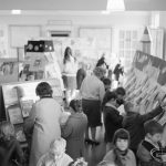 Barking Libraries Children’s Book Week at Valence House, Dagenham, showing crowd of adults and children looking at display stands, 1967