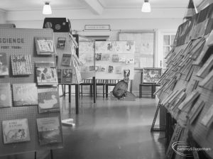 Barking Libraries Children’s Book Week at Valence House, Dagenham, showing part of the exhibition without visitors, looking east, 1967