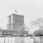 Housing development, showing complex of tower blocks of flats at Becontree Heath, and existing trees, 1967