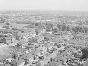 View from top of Thaxted House, Siviter Way, Dagenham, looking towards Dagenham Parish Church, 1967
