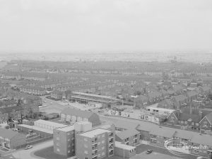 View from top of Thaxted House, Siviter Way, Dagenham, looking across Church Elm Lane, east of EES11980, to beyond railway, 1967