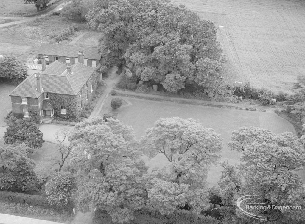 Housing, showing view from Highview House, Hatch Grove, Chadwell Heath of Crown Farm house [?], its trees and garden in Summer, 1967