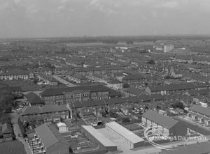 Housing, showing view from Thaxted House, Siviter Way, Dagenham looking north-west to Heathway, with Dagenham Priory School in centre, 1967