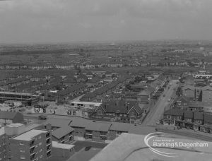 Housing, showing view from Thaxted House, Siviter Way, Dagenham to the horizon looking north-north-west over Blackborne Road, 1967