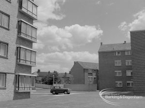 Housing development at John Burns Drive, showing view of corner with varied treatment, 1967