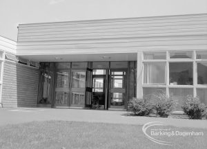 Faircross Special School, Barking, showing entrance to school, 1967