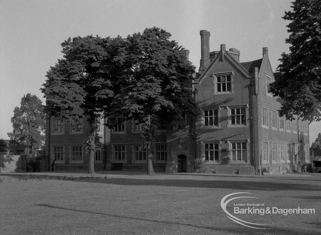 Eastbury House, Barking showing north elevation, looking across green from north, 1967