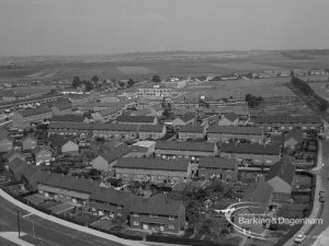 View from roof of Highview House, Hatch Grove, Chadwell Heath looking north to area bounded by Billet Road, Rose Lane and Thatches Grove, 1967