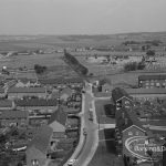 View from roof of Highview House, Hatch Grove, Chadwell Heath looking north beyond Marks Gate Cemetery to Hog Hill, with Thatches Grove in foreground, 1967