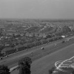View from roof of Highview House, Hatch Grove, Chadwell Heath of Eastern Avenue, roadway beyond East Road, 1967