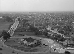 View from roof of Highview House, Hatch Grove, Chadwell Heath of Moby Dick Public House, with Whalebone Lane at left, 1967