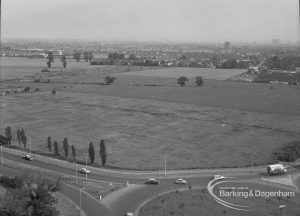 View from roof of Highview House, Hatch Grove, Chadwell Heath looking south-east from tip of Moby Dick roundabout and agricultural land to Dagenham, 1967