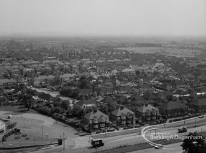 View from roof of Highview House, Hatch Grove, Chadwell Heath looking south-west towards Chadwell Heath, from Melbourne Gardens to High Road, 1967