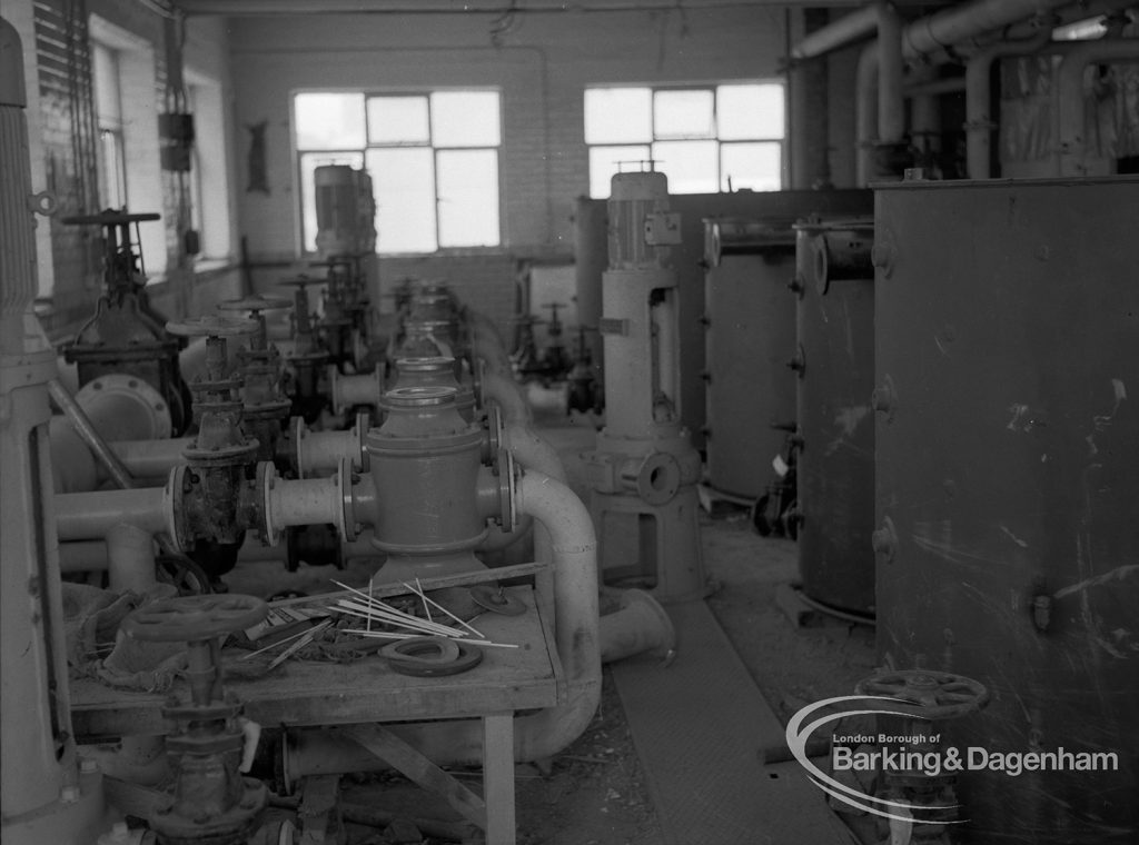 Sewage Works Reconstruction (Riverside Treatment Works) XVIII, showing interior with tanks and equipment, 1967