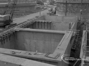 Sewage Works Reconstruction (Riverside Treatment Works) XVIII, showing three square ferro-concrete containers in series, 1967