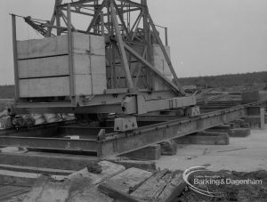 Sewage Works Reconstruction (Riverside Treatment Works) XVIII, showing machine with concrete slab mounted on girders, 1967