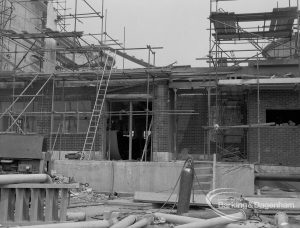 Sewage Works Reconstruction (Riverside Treatment Works) XVIII, showing unfinished ground-level brick building, 1967