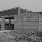 Sewage Works Reconstruction (Riverside Treatment Works) XVIII, showing blind-walled construction with elevated tanks [see also EES12197], 1967