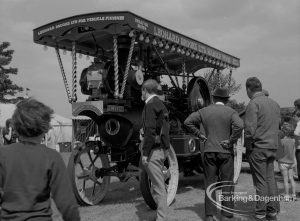 Dagenham Town Show 1967, showing traction engine with canopy, and spectators, 1967