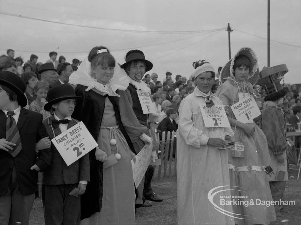 Dagenham Town Show 1967, showing first and second prizewinners in the adult Fancy Dress competition, 1967