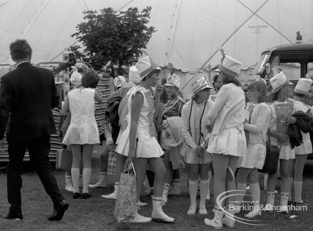 Dagenham Town Show 1967, showing a cluster of uniformed girls [perhaps majorettes], 1967