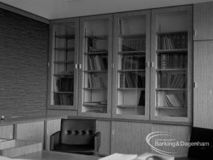 London Borough of Barking Town Clerk’s Office, showing built-in bookcase, 1967