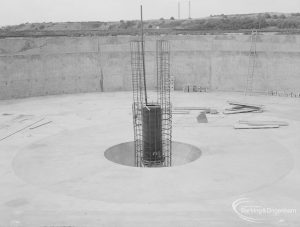 Sewage Works Reconstruction (Riverside Treatment Works) XIX, showing cleared circular floor of circular basin with steel tower in centre, 1967