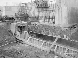 Sewage Works Reconstruction (Riverside Treatment Works) XIX, showing shuttering for elevated conduits in main building, 1967