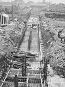 Sewage Works Reconstruction (Riverside Treatment Works) XIX, showing trench dug and reinforced concrete in position, 1967