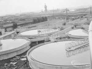 Sewage Works Reconstruction (Riverside Treatment Works) XIX, showing four filled digesters from roof of another, 1967