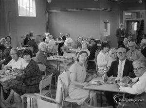 Old People’s Welfare, showing lunchtime use of Park Old Folk’s Centre, Rectory Road, Dagenham, looking from north-east, 1967