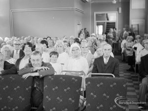 Old People’s Welfare, showing section of audience at twenty-first anniversary celebration of Park Old Folk’s Centre, Rectory Road, Dagenham, 1967