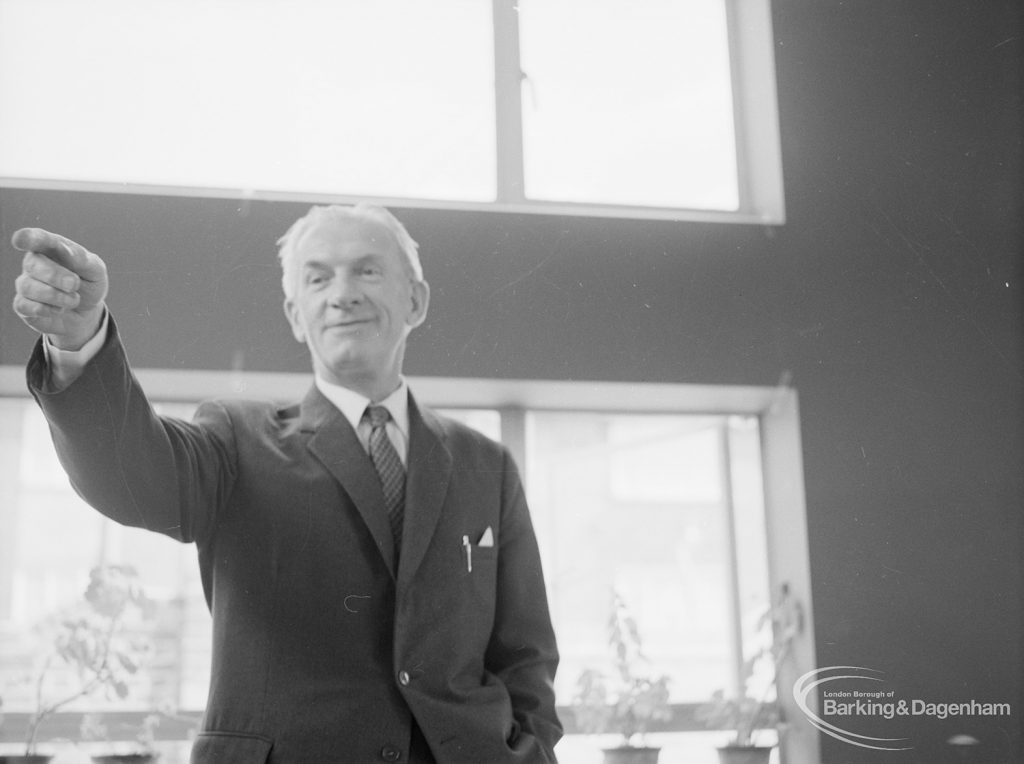 Old People’s Welfare, showing a speaker at twenty-first anniversary celebration of Park Old Folk’s Centre, Rectory Road, Dagenham, 1967