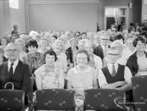 Old People’s Welfare, showing large section of audience at twenty-first anniversary celebration of Park Old Folk’s Centre, Rectory Road, Dagenham, 1967