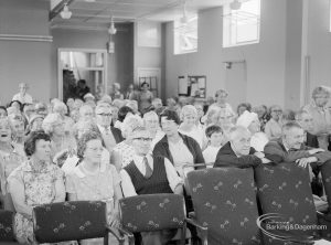 Old People’s Welfare, showing broad view of central section of audience at twenty-first anniversary celebration of Park Old Folk’s Centre, Rectory Road, Dagenham, 1967