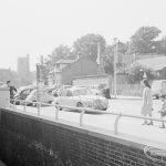 View along west side of Barking Town Hall, with St. Margaret’s Church beyond, 1967
