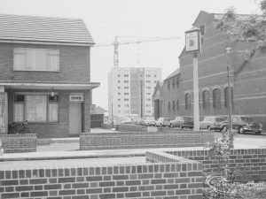 View looking east across Axe Street from Barking Town Hall, also showing The Victoria Public House, 1967