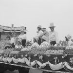 Barking Carnival 1967, showing ‘black and white minstrels’ on decorated float, 1967