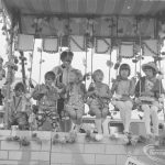 Barking Carnival 1967, showing group of children on ‘London’ float, sitting above wall, 1967