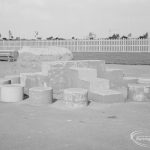 London Borough of Barking Works Department children’s playground in Oval Road North, Dagenham, showing series of square and round stepping stones, 1967