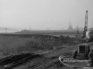 Sewage Works Reconstruction (Riverside Treatment Works) XX, showing levelling the site at Barking Creek outfall, also showing Barking Creek beyond, 1967