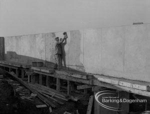 Sewage Works Reconstruction (Riverside Treatment Works) [French’s Contract at Rainham] XX, showing man preparing surface of wall, 1967