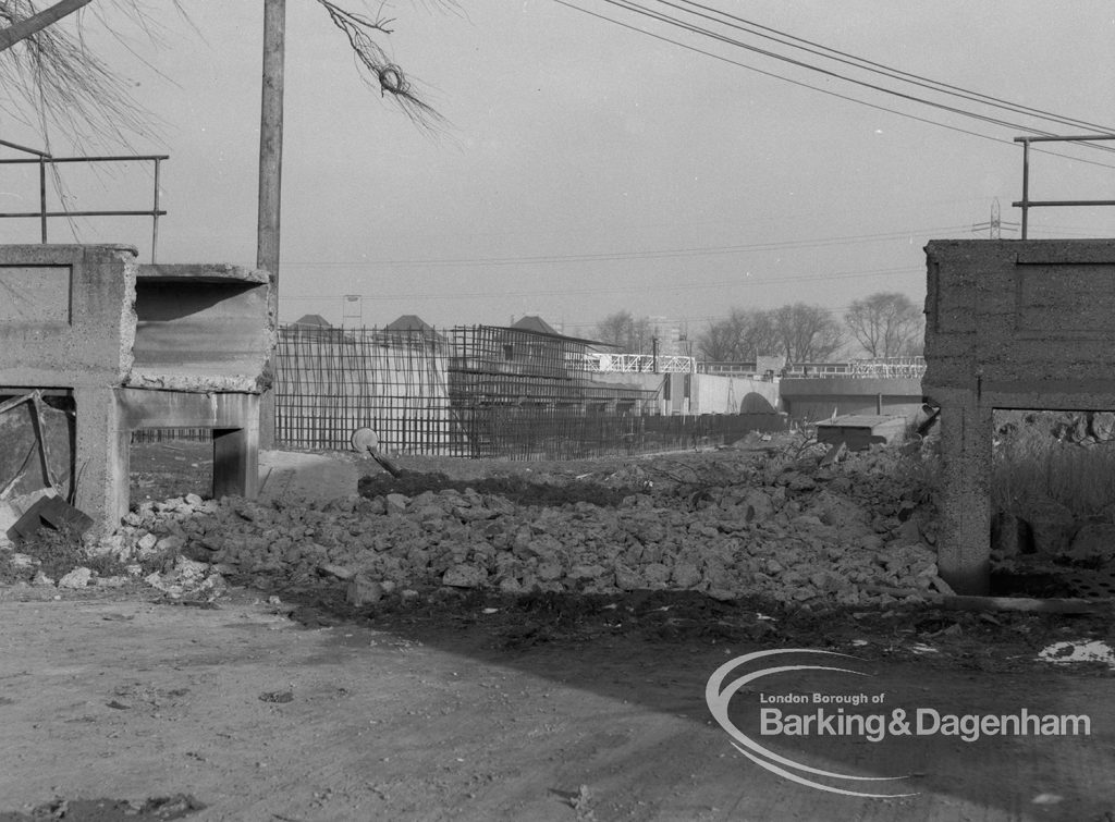 Sewage Works Reconstruction (Riverside Treatment Works) [French’s Contract at Rainham] XX, showing the old elevated water courses partly destroyed, 1967