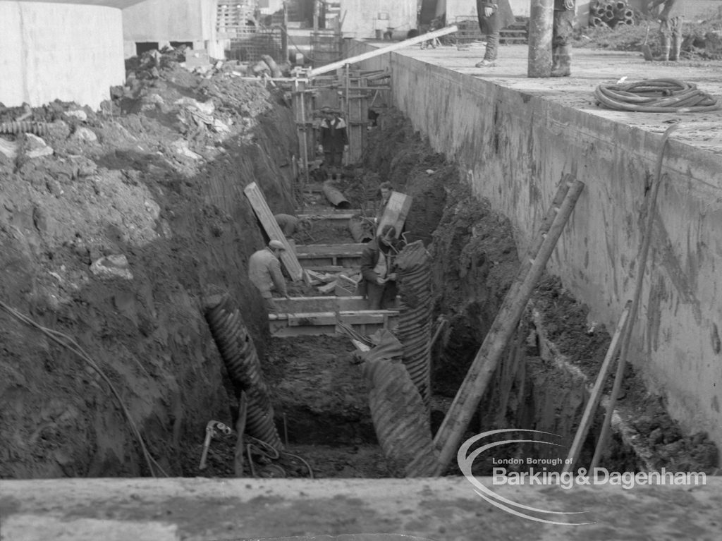 Sewage Works Reconstruction (Riverside Treatment Works) [French’s Contract at Rainham] XX, showing workmen preparing a trench, 1967