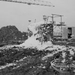 Sewage Works Reconstruction (Riverside Treatment Works) [French’s Contract at Rainham] XX, showing snow-covered earthworks and rutted land, 1967