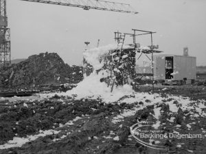Sewage Works Reconstruction (Riverside Treatment Works) [French’s Contract at Rainham] XX, showing snow-covered earthworks and rutted land, 1967