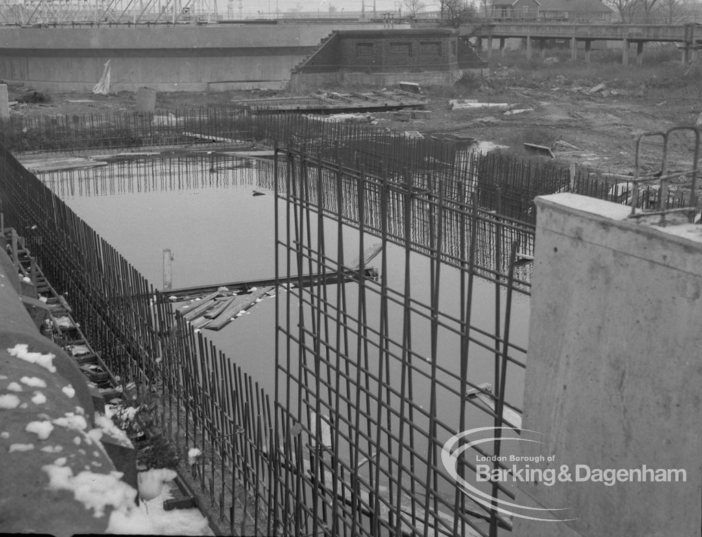 Sewage Works Reconstruction (Riverside Treatment Works) [French’s Contract at Rainham] XX, showing close-up view of partly clad tank, 1967